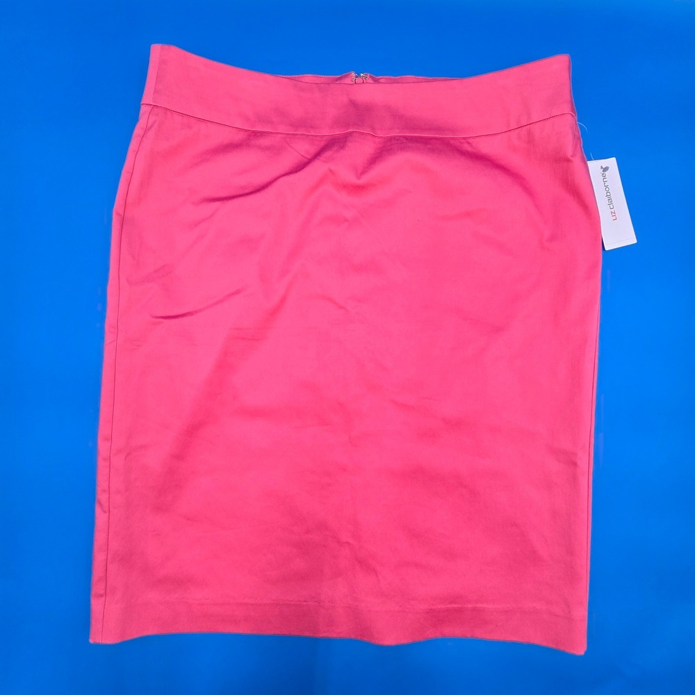 Liz Claiborne NWT Pink Pencil Skirt 14 Rapture Rose Lined Stretch Cotton Career